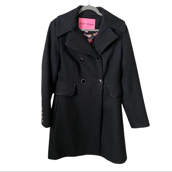 Betsey Johnson Jackets & Blazers - Betsey Johnson Dark Gray Wool Blend Longline Peacoat